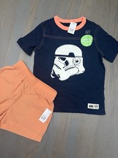 NWT Gap Kids Boy 2-piece SUMMER orange Star Wars GLOW t-shirt shorts SET 4 4T