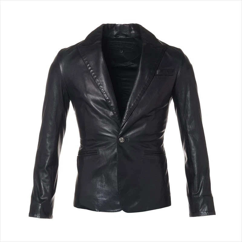 CHROME HEARTS CUORI CROMATI Taglia: M Giacca in pelle con bottoni incrociati manica sartoriale ricamo...