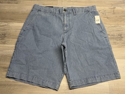 NWT Gap Men's GapFlex 10'' Chino Shorts Size 31 Blue Chambray Flat Front Stretch
