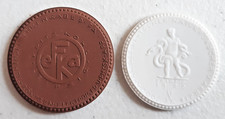 Germany Leipzig Brown and White porcelain medals pair