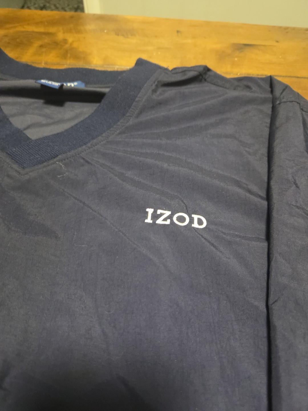 Vtg 90s IZOD V-Neck Pullover Windbreaker Navy Blue Golf Jacket Style 92360 Large image 2