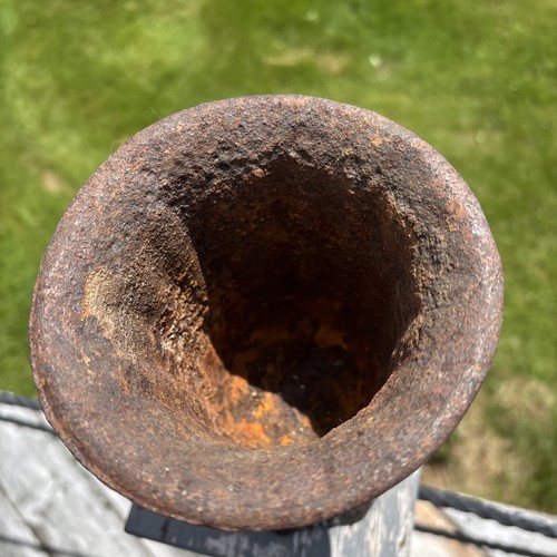 Antique Cast Iron Fluted Flower Planter Urn 7" Patina Rustic Garden Pedestal - Picture 4 of 9
