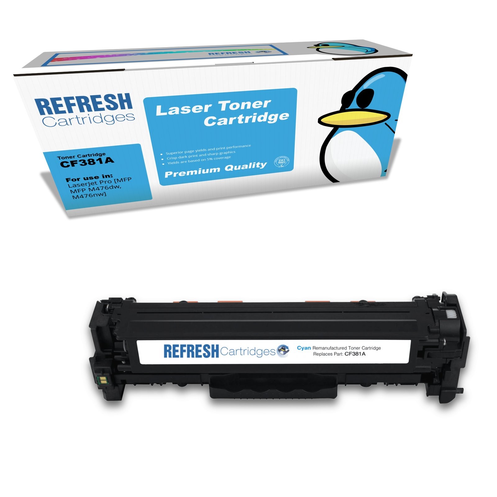 Refresh Cartridges Replacement Cyan CF381A Toner Compatible With HP Printers