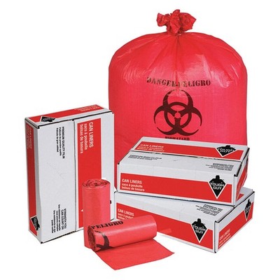 GRAINGER 31DK88 Biohazard Bags,33 gal.,Red,PK250 31DK88