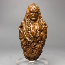 3.5" China Exquisite Boxwood Handmade Carved Buddha and Demons Statue B092