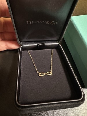 Tiffany & Co 18k Yellow Gold mini Infinity Pendant Necklace 16-18