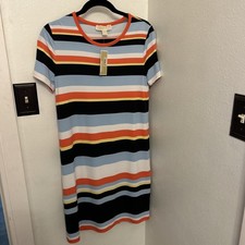 Michael Kors Women’s Medium  Striped Cotton Blend knee high Dress 