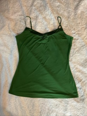 The Limited Women s Slip Style Cami Y2K Satin Trim Medium Green VTG 2000s 