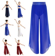 US Kids Sparkly Lyrical Dance Pants Competition Rhinestone Outfit Little Dancer