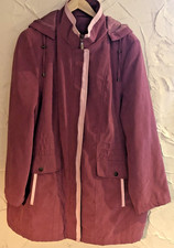 NEW Ladies Coat /Jacket Large Ch 48" Dark Pink Full Zip Removable Hood Lined