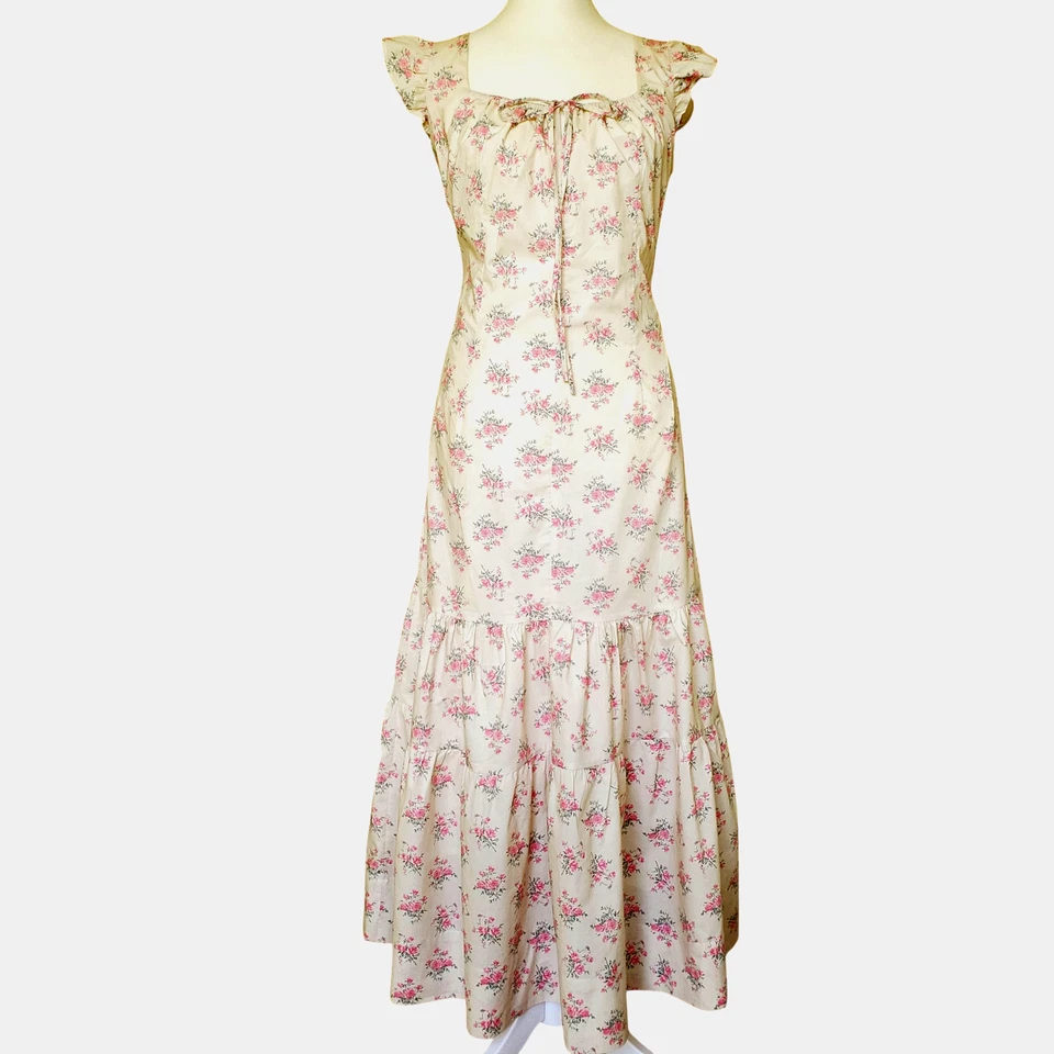 WORTH COLLECTIVE Nuevo Maxi Vestido Floral Babydoll Para Mujer Mediano 4-6 Coqueta Boho Foto 2 de 4