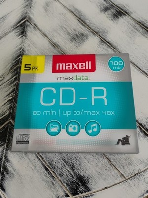 Maxell CD-R Blank Maxdata 80 Min each CDs, 48x max. 700mb  5 Pk - NEW SEALED