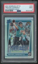 2021 Donruss Optic Trevor Lawrence RC Rated Rookie Holo Auto /125 #201 PSA 9