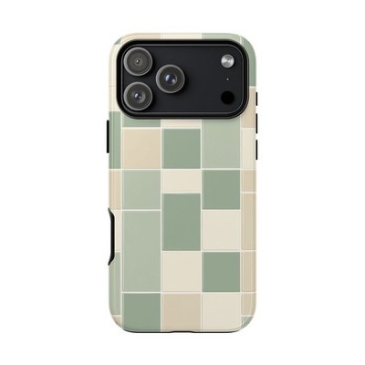 For iPhone / Galaxy / Pixel | Phone Ink Case - Mint Green Checkerboard Tiles