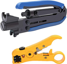 Adjustable RG6 RG11 Coax Cable Crimper Kit - RG6 RG11 Compression Tool, Stripp