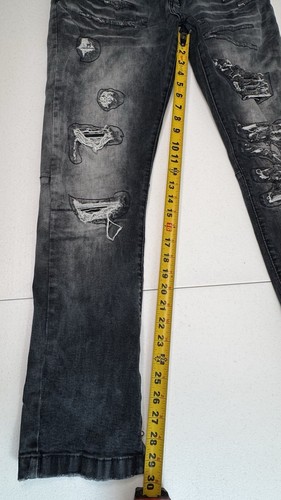 GRINDHOUSE Denim Distressed Jeans Herren Gr. 34 Black Washed Ripped Style - Bild 8 von 9