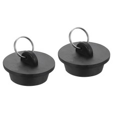 2pcs Rubber Drain Stopper with Hanging Ring Fits 1-3/8 Inch to 1-1/2 Inch Black