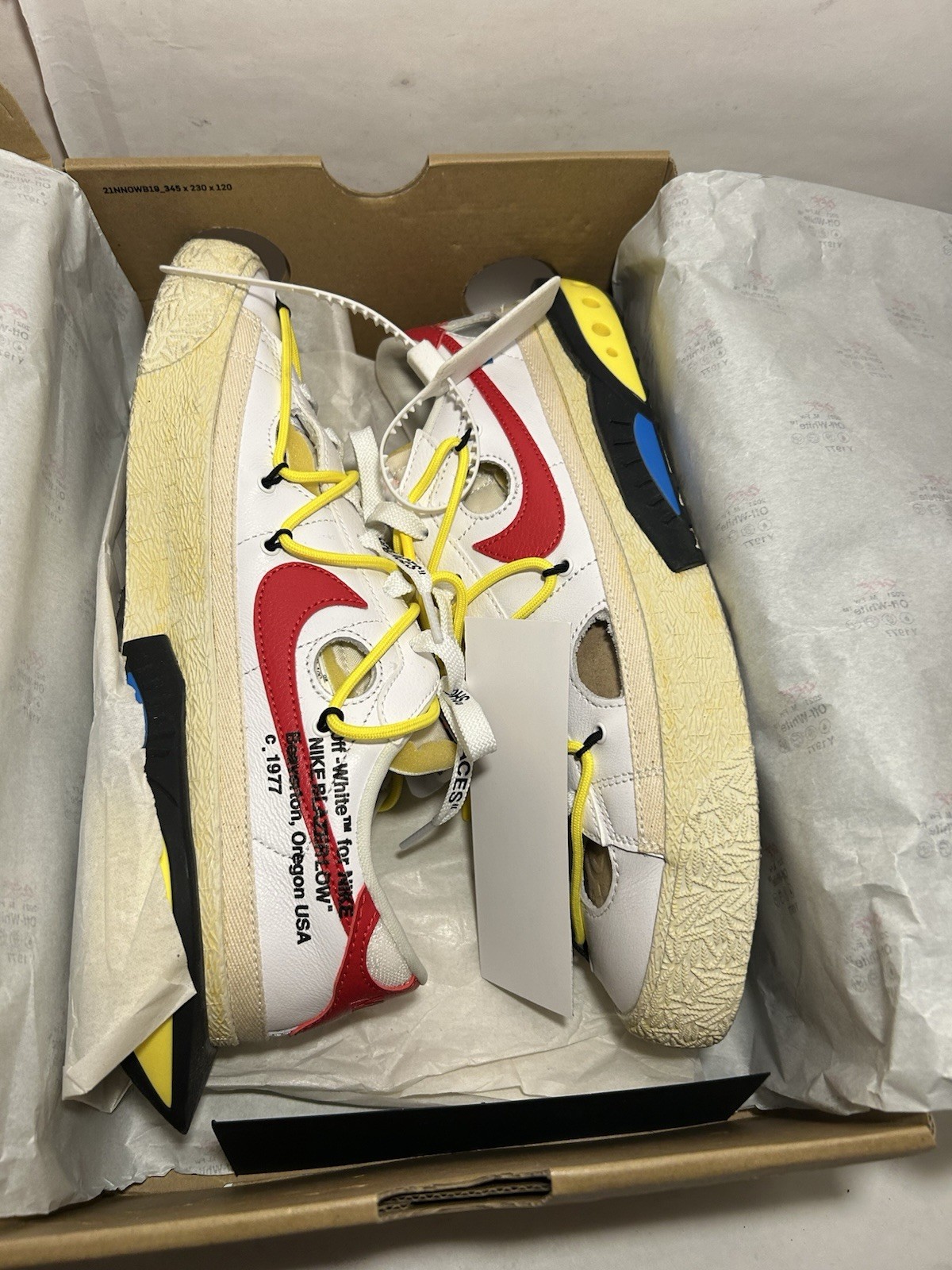 OFF WHITE X NIKE Taglia 11 Nike Off White x Blazer Basso Bianco Università Rosso