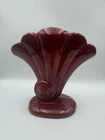 RED WING USA Pottery Vase Speckled Art Deco Nautilus Fan Shell Vase