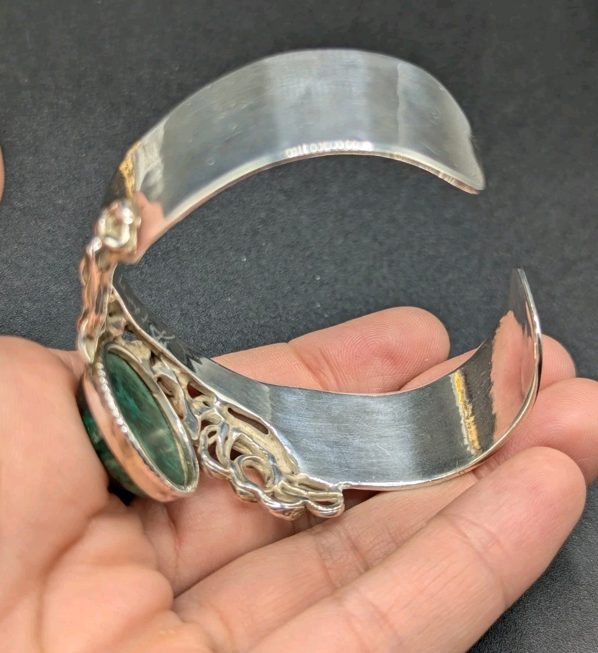 Artisan Signed Modernist Adjustable Cuff Sterling… - image 12