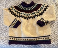 Quichua Village Ecuador Hand Knit 100 Heavy Wool Vtg Boho 90 s Cardigan-Size L