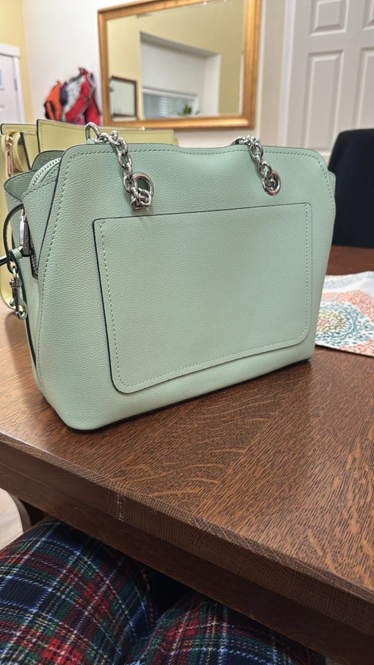 Authentic Calvin Klein Hailey Micro Pebble Shoulder Bag w/ Chain Strap- Cucumber - Image 4 of 4