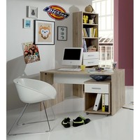 Schreibtisch Rollcontainer Standregal Regal Jugendzimmer Eiche Nb. Braun Weiß