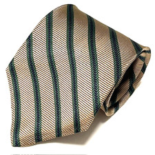 Brooks Brothers Tie Vintage Stripes Khaki Brown Preppy Dapper Sharp Classic Ivy