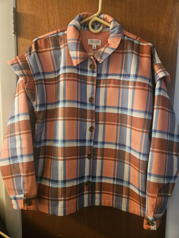 Candace Cameron Bure Women’s Plaid Button-Front Collared Jacket Relaxed M