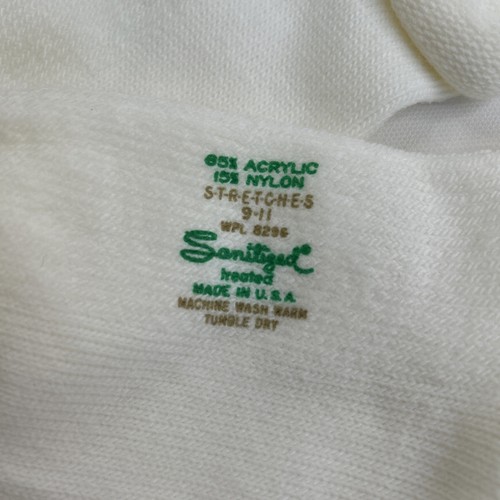 VTG Socks Acrylic Blend White Roll Top Down Ankle 9-11 80s 90s NOS Palm Desert - Picture 6 of 7