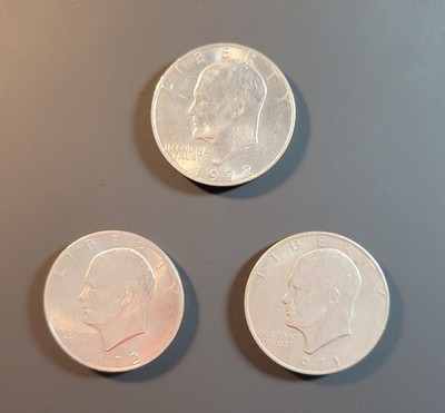Lot of Three (3) Eisenhower One Dollar Coins