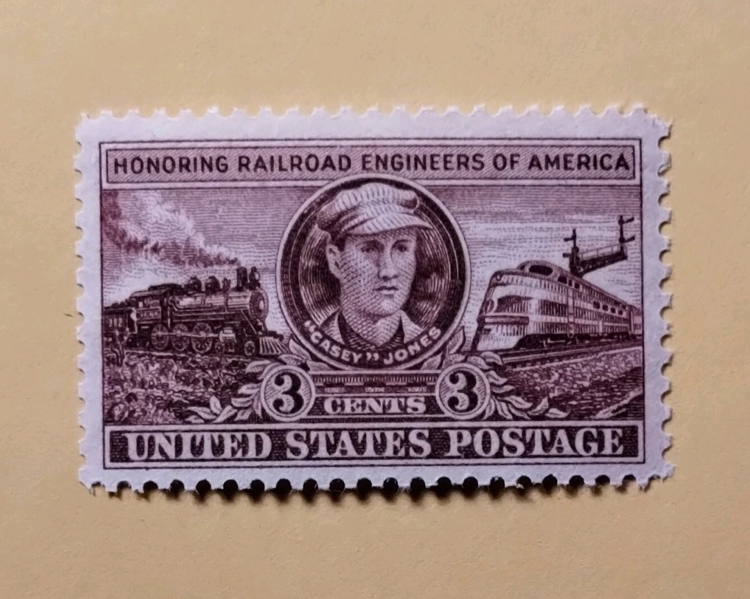 U.S. Postage Stamp Casey Jones Railroad Engineers of America 3 Cent Purple MNH