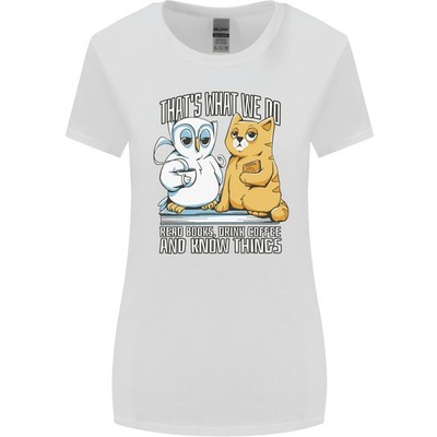 Ein Eulen-Und-Katzenbuch-Lesender Bibliophile Damen Weit Geschnittenes T-Shirt