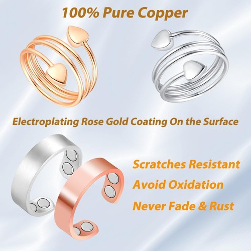 Copper Magnetic Ring for Women, Copper Ring Ladies Fingers Thumb 100% Solid P... - Picture 4 of 9