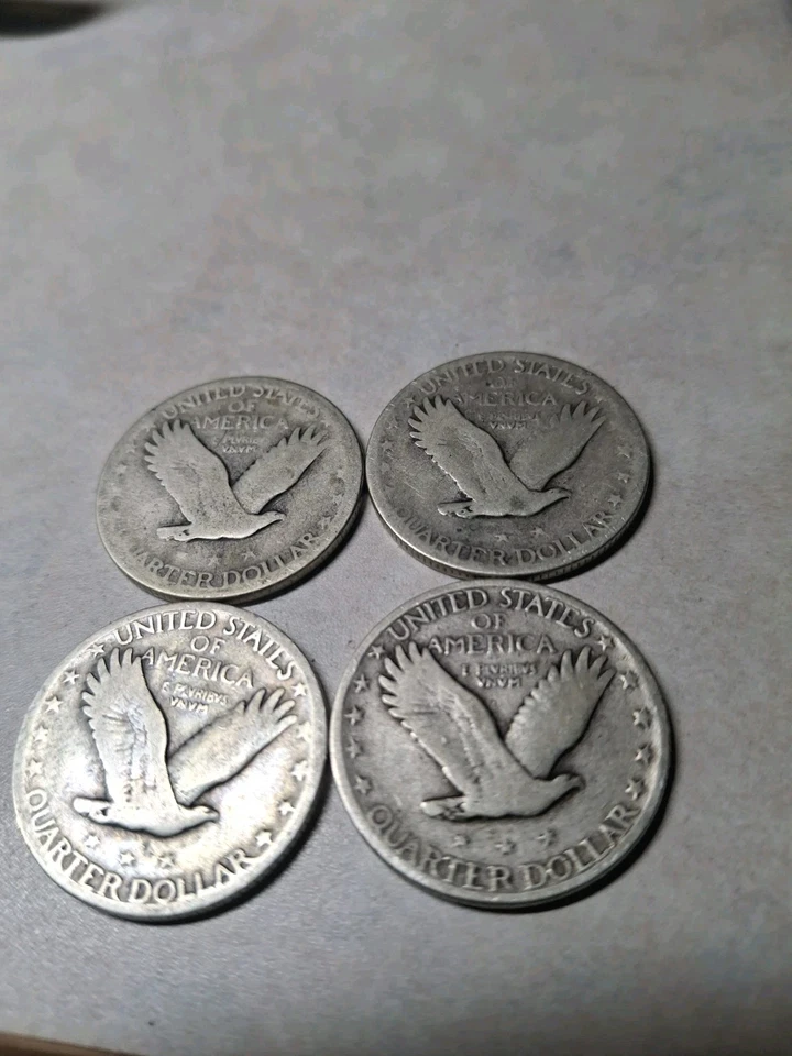 Four (4) 1926 S Standing Liberty Quarters:  - Image 3 of 3
