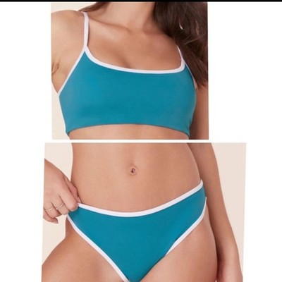 Andie Bikini Set Dolphin Top Bells Bottom size Large  Baltic Blue NWT