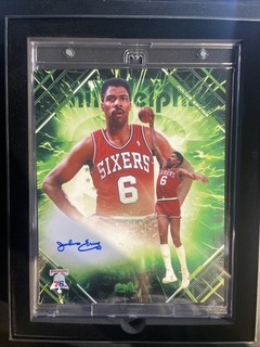 2025 26 Fanatics Emanate Julius Erving Green /99 Signed Mega Card 8x10