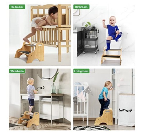 Ollieroo Bambmoo 2 Step Stool, Heavy Duty with Non-Slip - Picture 4 of 10