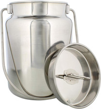 Metal Jug - 4 Liter Stainless Steel, Rustic Milk Can with Lid, Old-Fashioned Jug