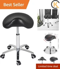 Sturdy Black Saddle Stool with Wheels - 400 lb Capacity, Perfect for Salon & Spa