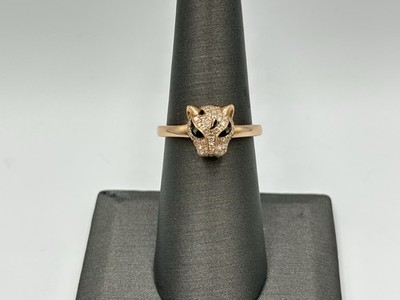 EFFY 14k Rose Gold Diamond Panther Ring 