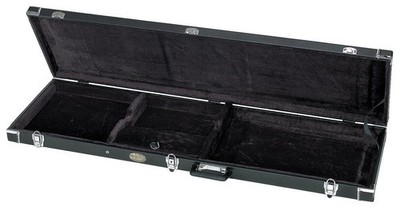 Schwarzer Universal-Koffer für E-Gitarre mit Holzkern, flachem Deckel und Samt