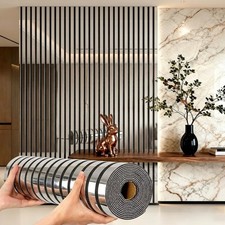 Self Adhesive 3D Silver Mirror Grid Wallpaper...