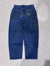 Vintage Y2K JNCO Twin Cannons Embroidered Super Baggy Jeans 26" Size 32x32