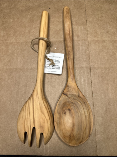 Williams Sonoma PAR Juego de cuchara y tenedor de madera de olivo, utensilios de cocina de 12” y 12” - Imagen 1 de 5