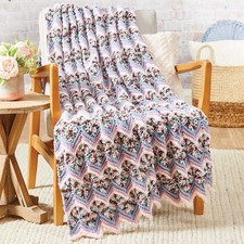 Herrschners  Peony Ripple Blanket Crochet Kit
