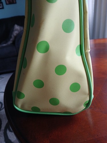 Sachi Thermal Yellow/Lime Green Polka Dot Insulated Tote Bag/LUNCH Bag - Picture 6 of 16