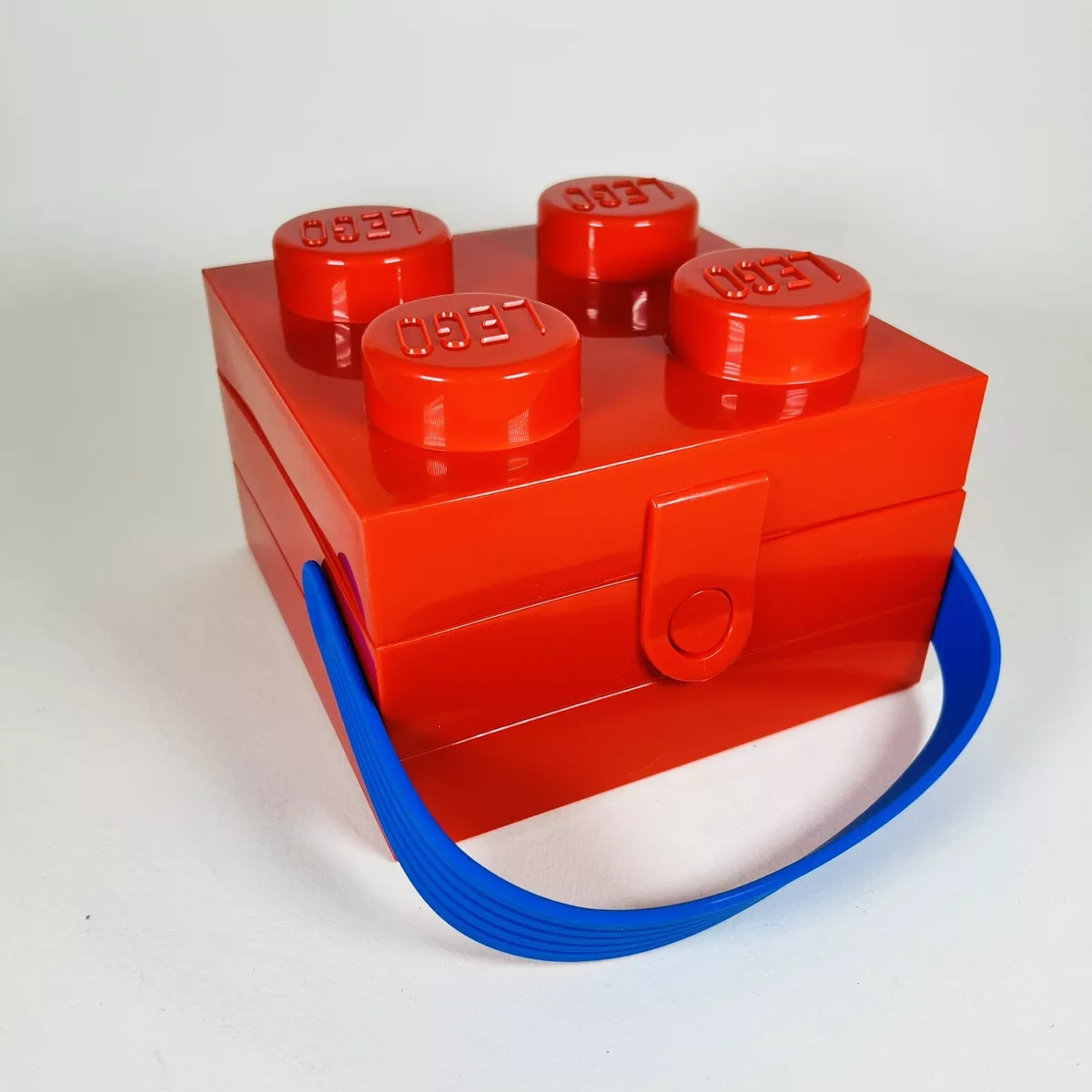 Lego Lunch Box With Handle 4 Knob Kids Classic Bright Red Brand