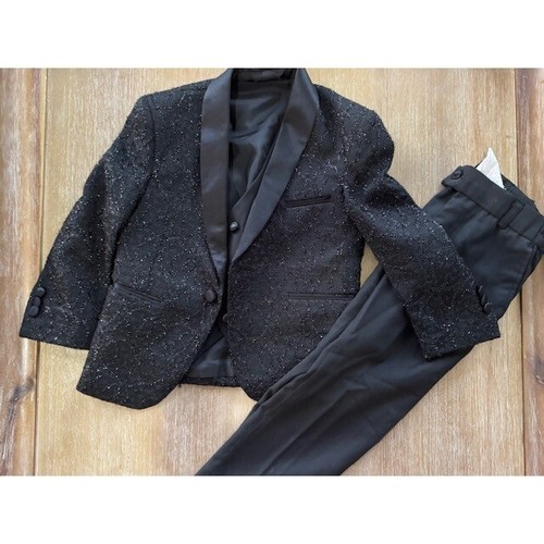 Kids World of USA Tuxedo Suit Set Sparkle Jacket Vest Pants Formal Size 4 - Picture 5 of 8