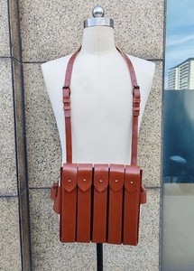 TACTICS LEATHER MAGAZINE POUCH AMMO CHEST-RIG BANDOLIER -WW2 REPRO